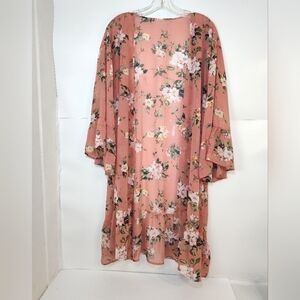 Women's Muted Coral Floral Kimono Dress